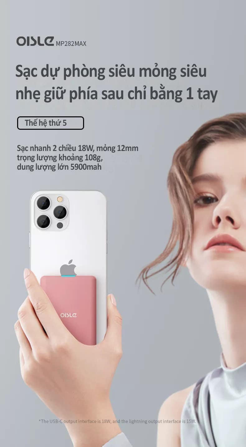 Sạc Dự Phòng Sạc Siêu Nhanh Mỏng Nhẹ OISLE Mp282 Max Dung Lượng 5900mah