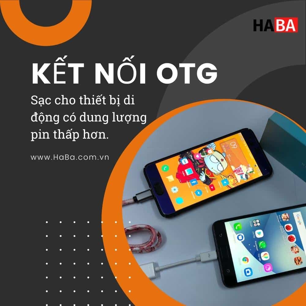 Sử dụng kết nối OTG để sạc cho điện thoại có dung lượng thấp hơn