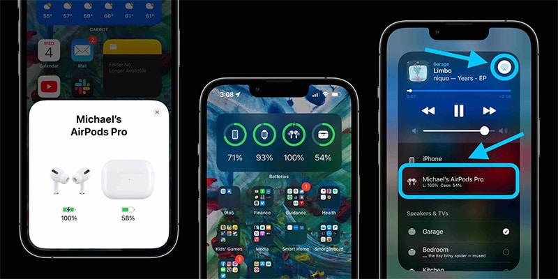 Kiểm tra thường lượng pin airpad trên iphone